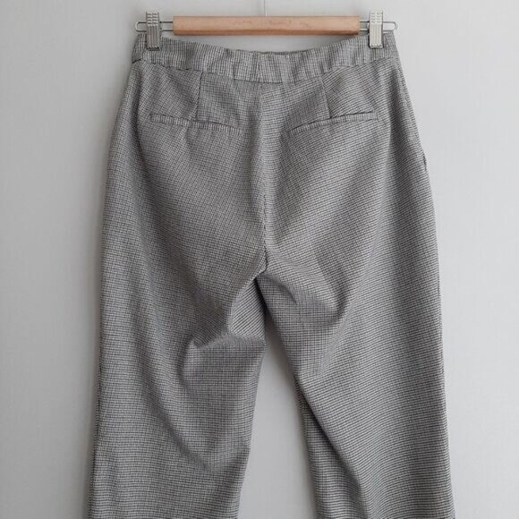 ZARA | Houndstooth Slim Leg Ankle Crop Trousers B&W Houndstooth Sz 4 - Picture 8 of 13